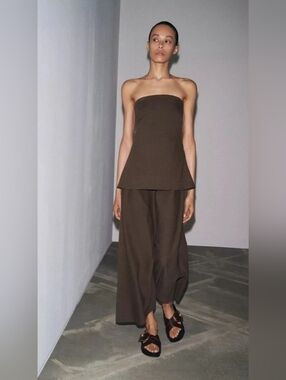 Zara | Strapless Cotton-Linen Blend Dress